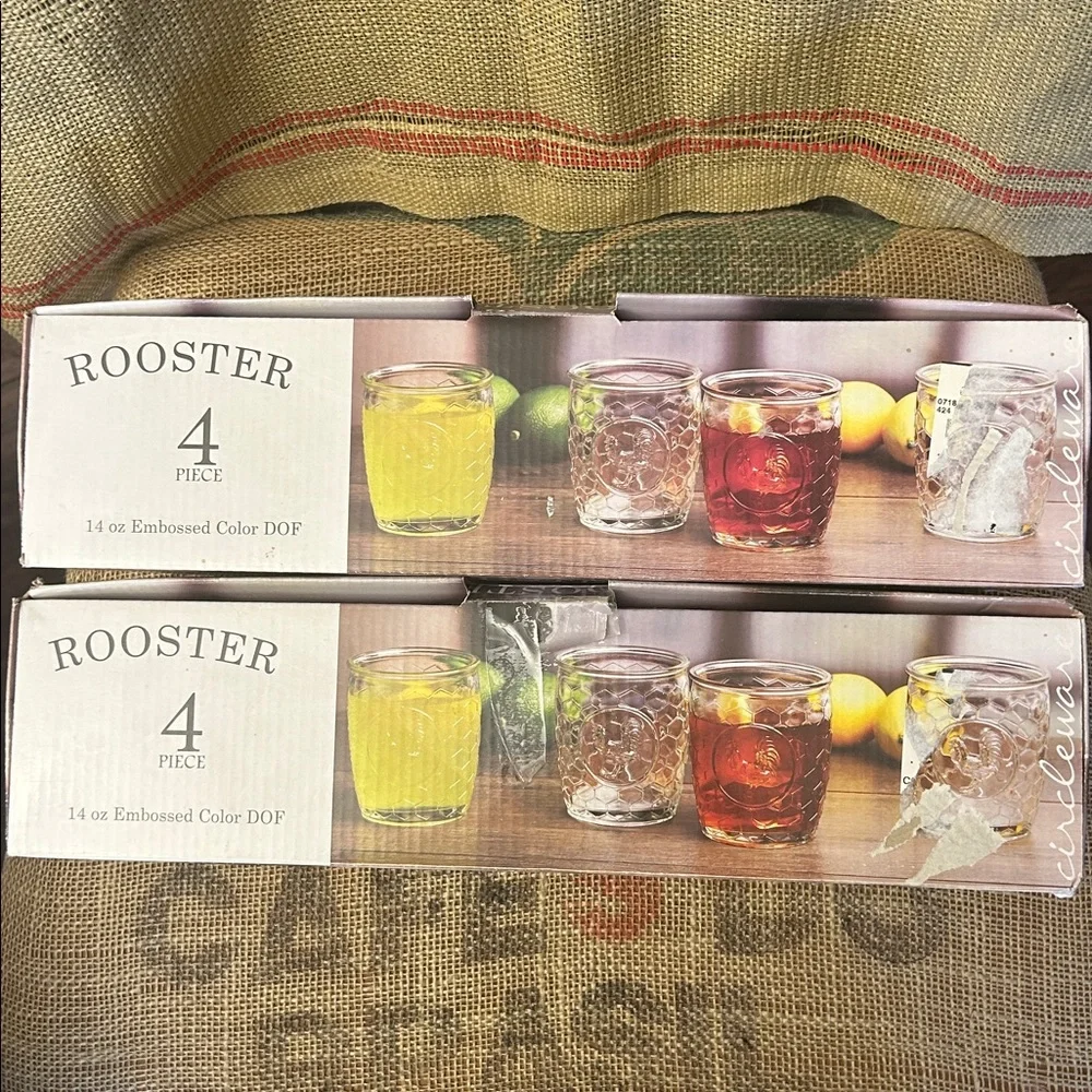 Circleware pack of 4 rooster glass cups